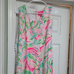 Lilly Pulitzer Girls Sleeveless Floral One-Piece in Pink, Green, Aqua